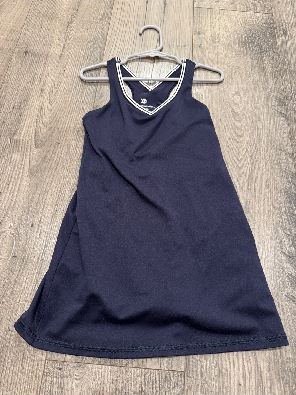 all in motion Navy Athletic Tank Dress with White-Trim Straps